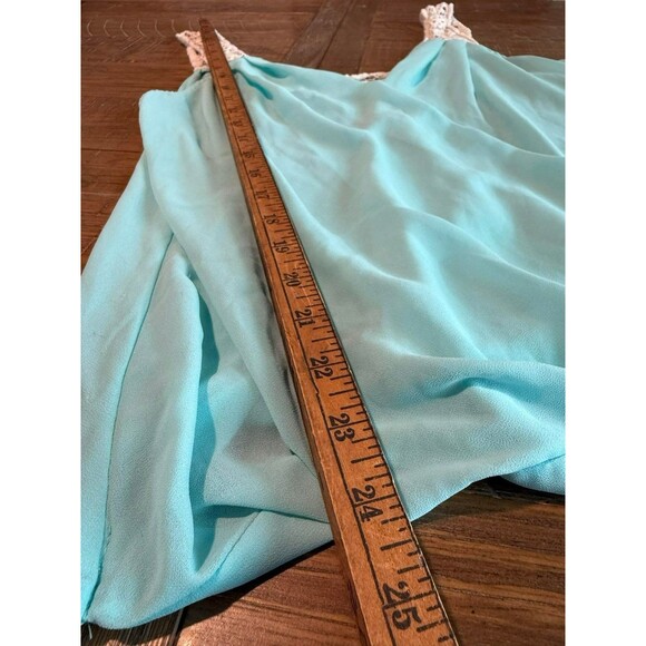 Women’s Teal Lace Sheer Tank Top M Medium Y2K Double Zero Blouse (Box C) - Picture 6 of 7